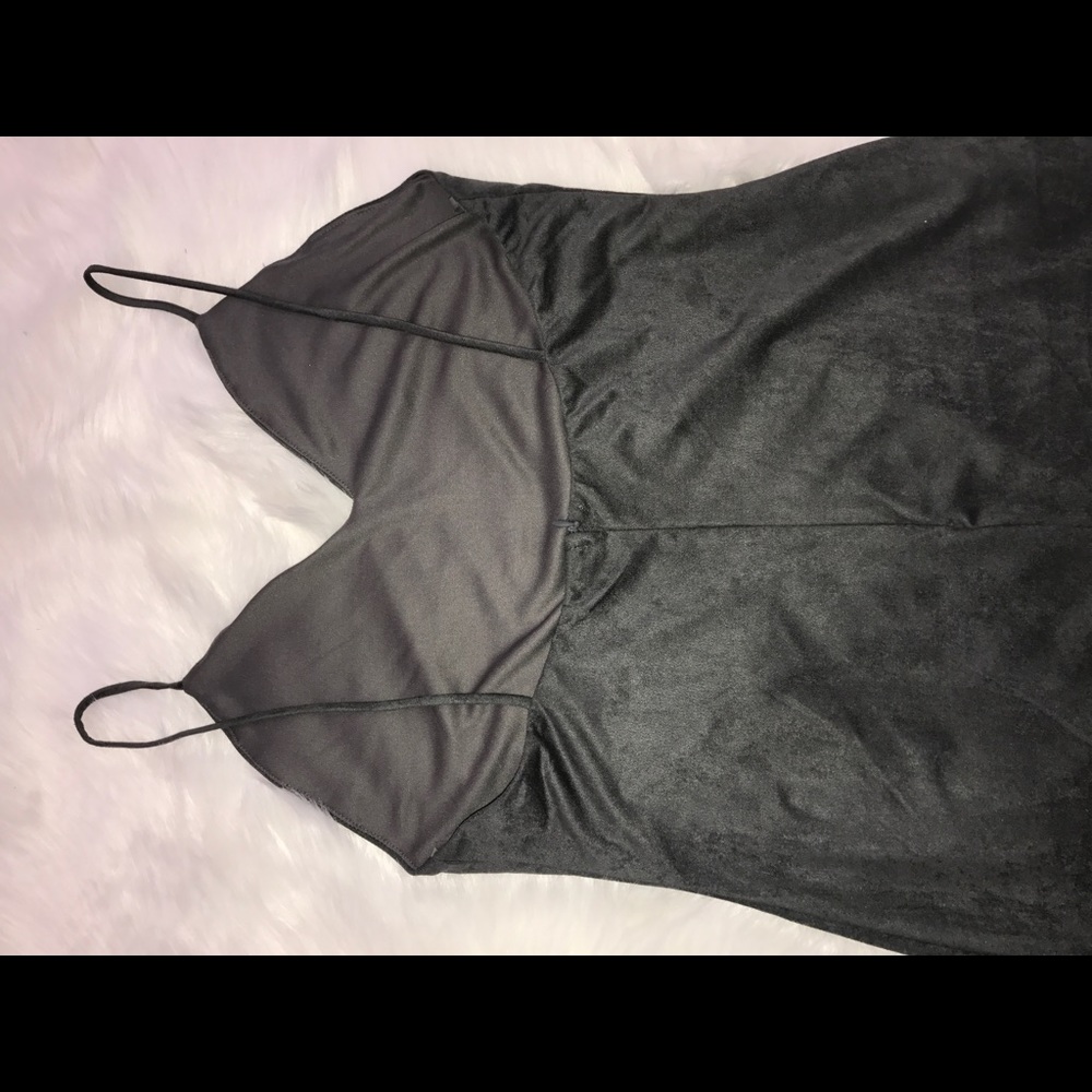 Suede bodycon spaghetti strap dress. - Picture 7 of 7